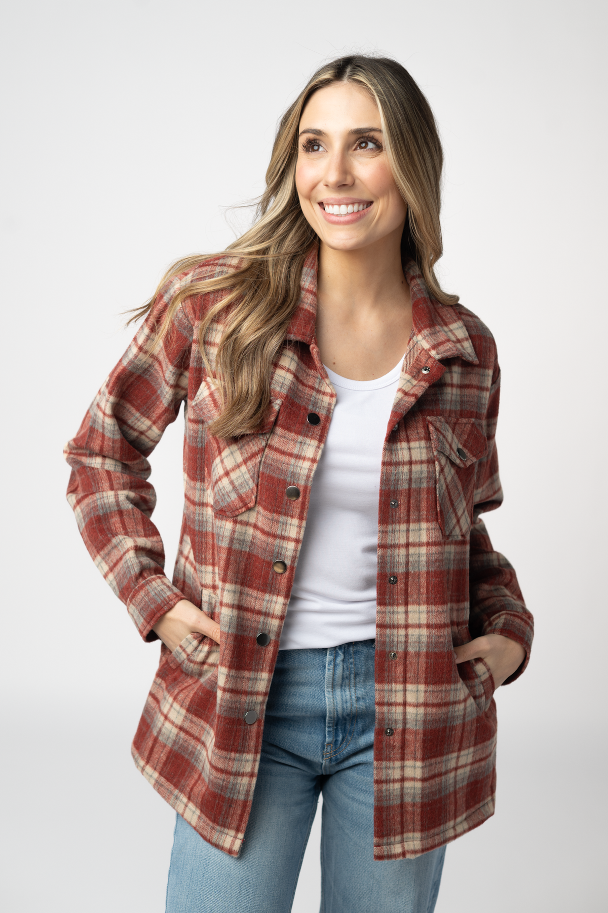 IN STOCK Norah Shacket - Brick Plaid by Michelle Mae