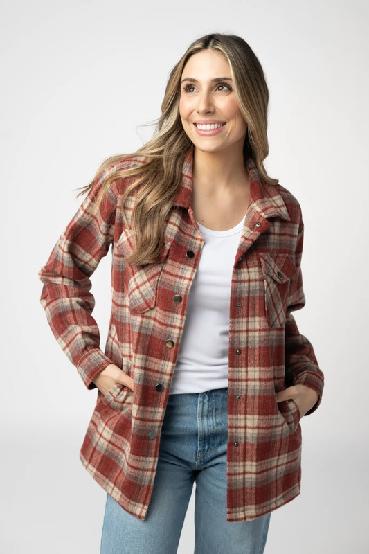 Norah Shacket - Brick Plaid by Michelle Mae