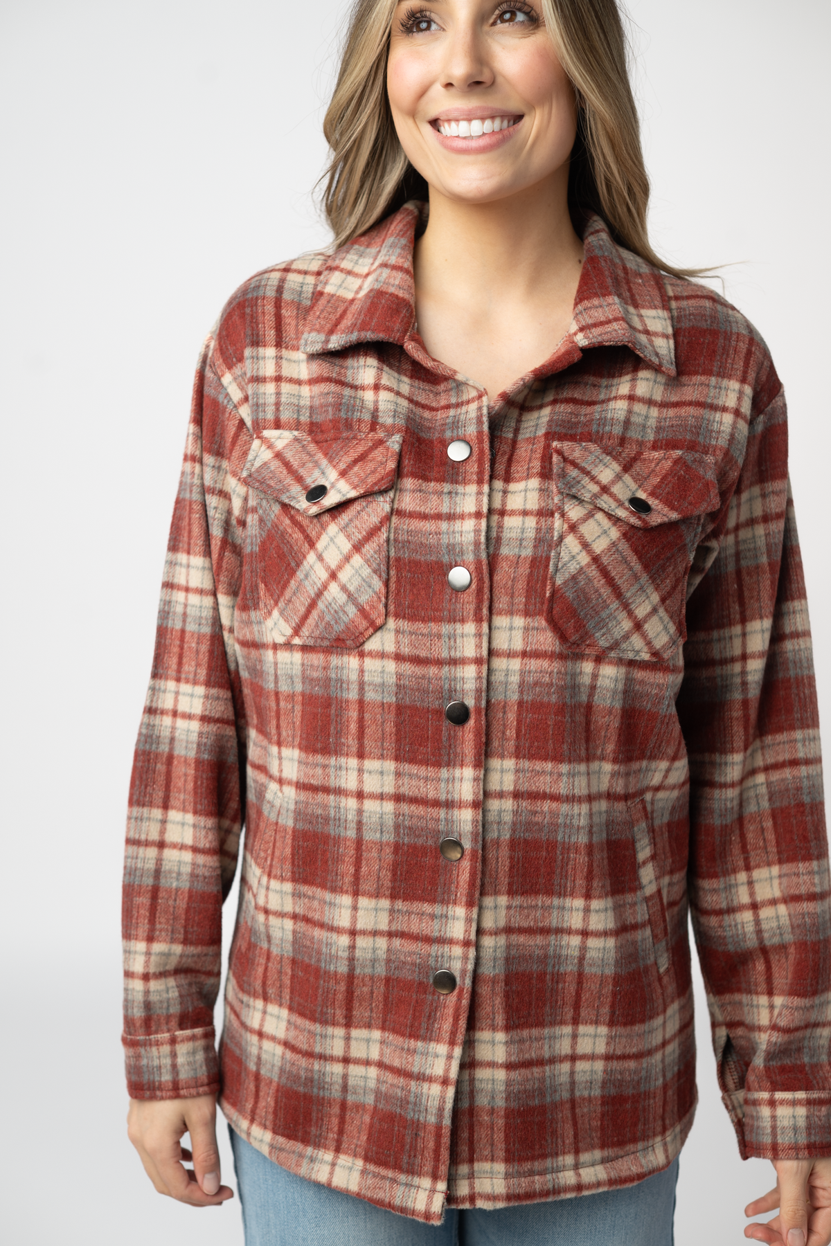 IN STOCK Norah Shacket - Brick Plaid by Michelle Mae