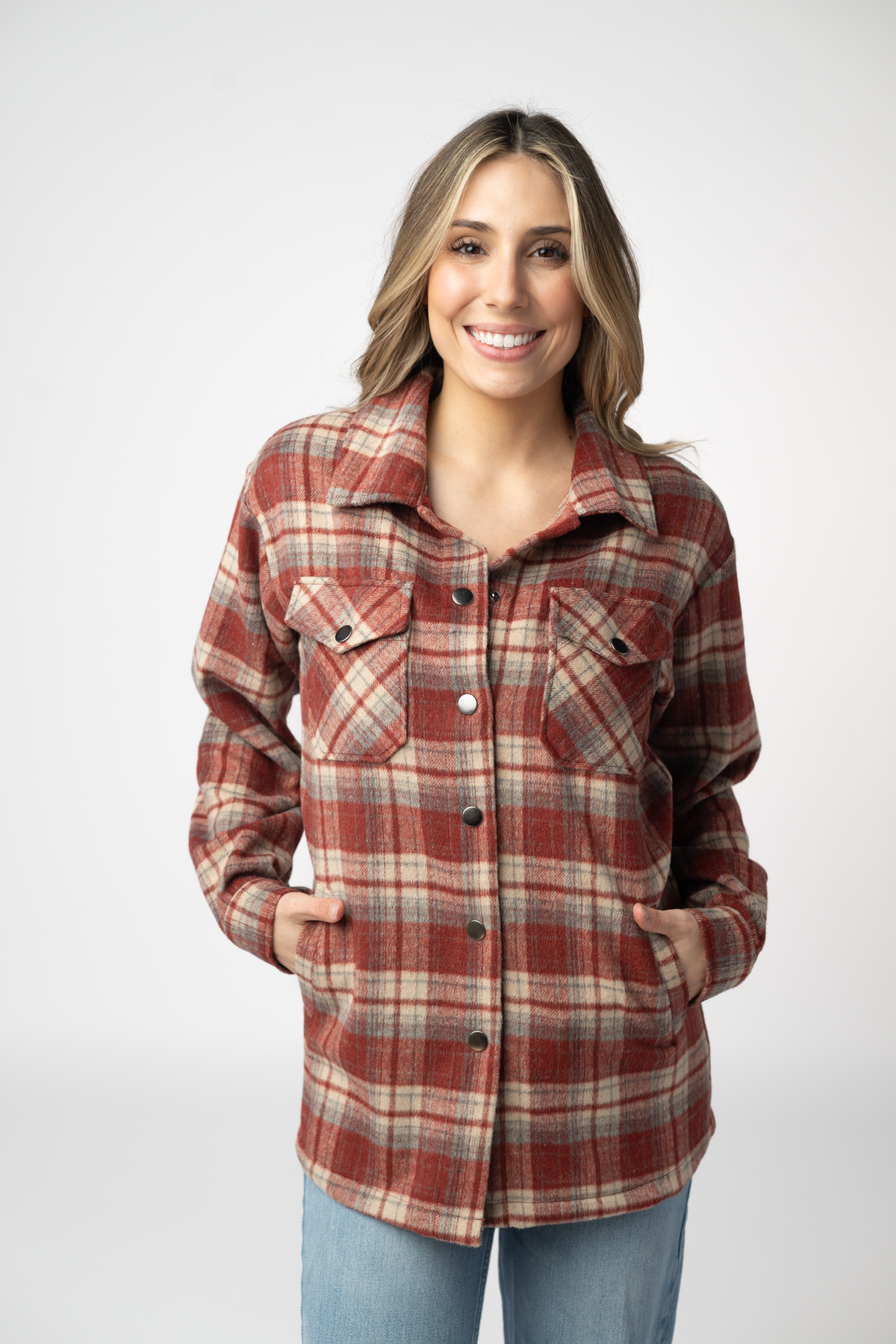 IN STOCK Norah Shacket - Brick Plaid by Michelle Mae