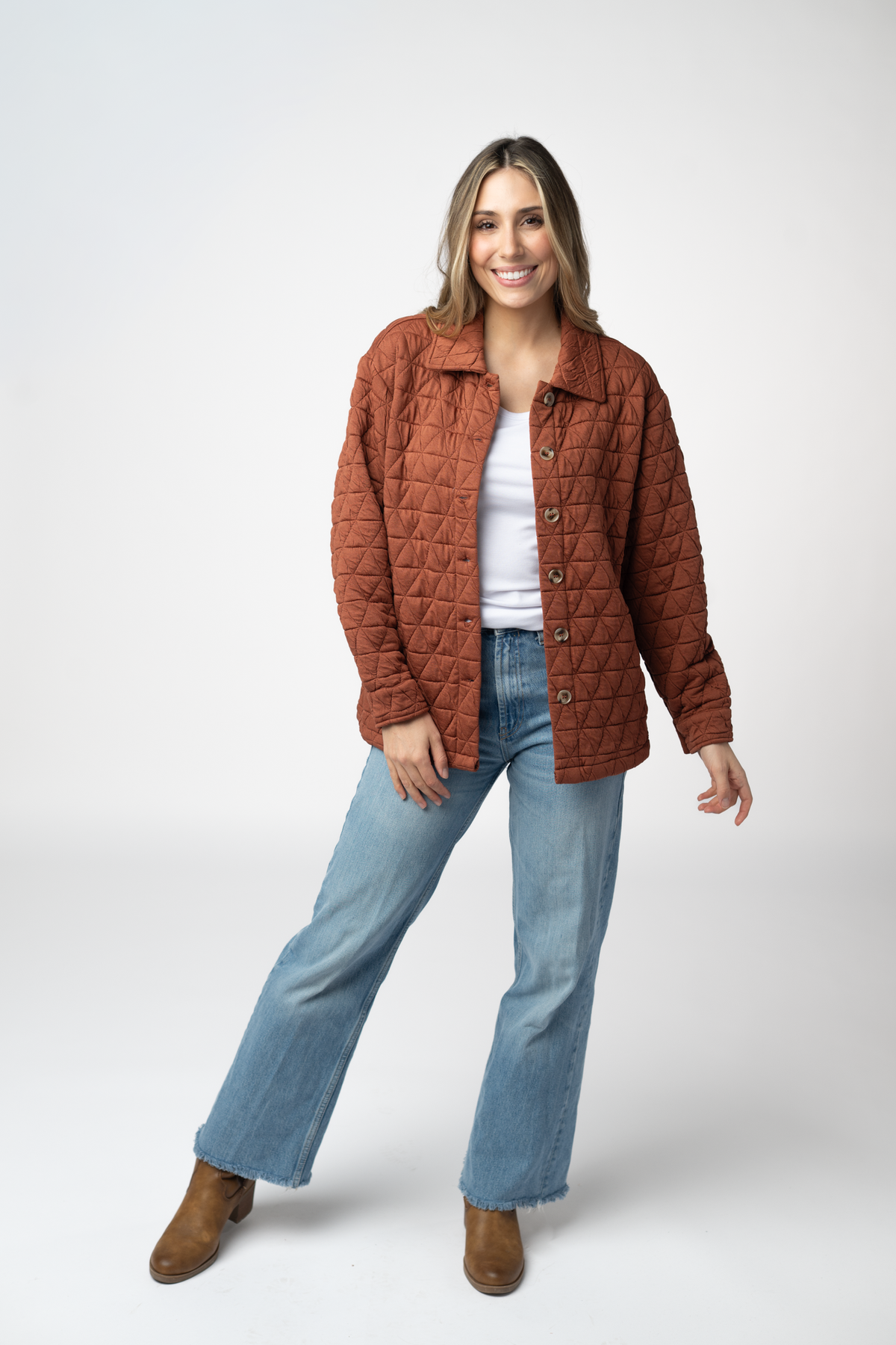 IN STOCK Geometric Button Down Jacket - Rust by Michelle Mae