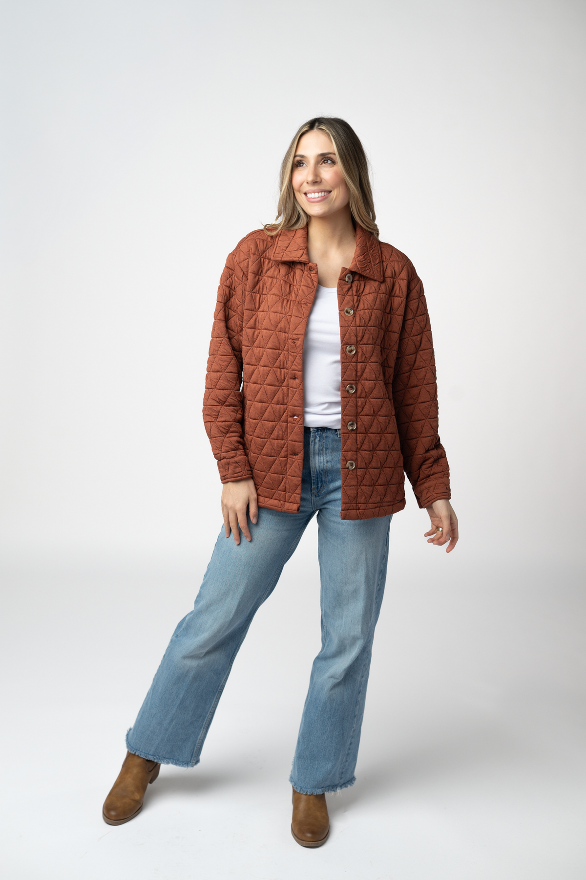 IN STOCK Geometric Button Down Jacket - Rust by Michelle Mae
