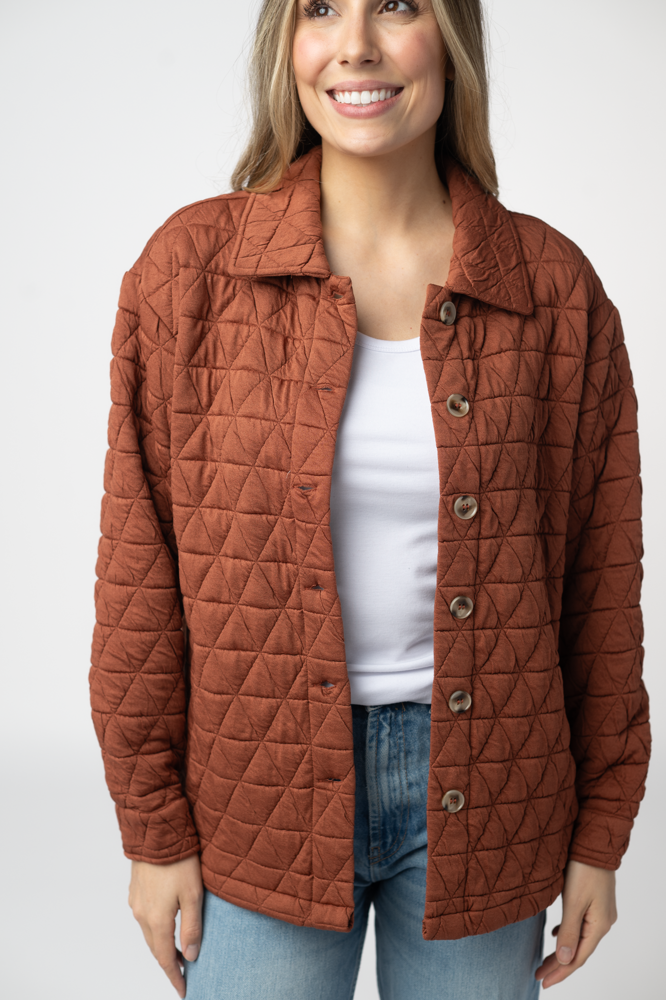 IN STOCK Geometric Button Down Jacket - Rust by Michelle Mae