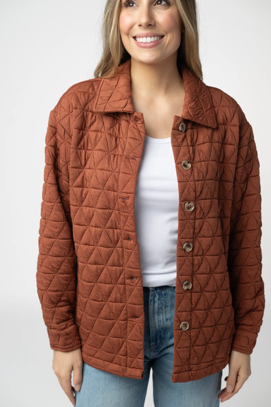 Geometric Button Down Jacket - Rust by Michelle Mae