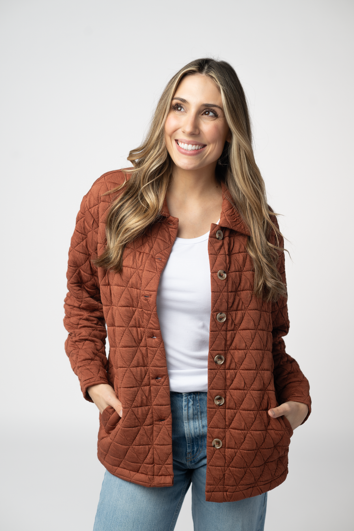IN STOCK Geometric Button Down Jacket - Rust by Michelle Mae