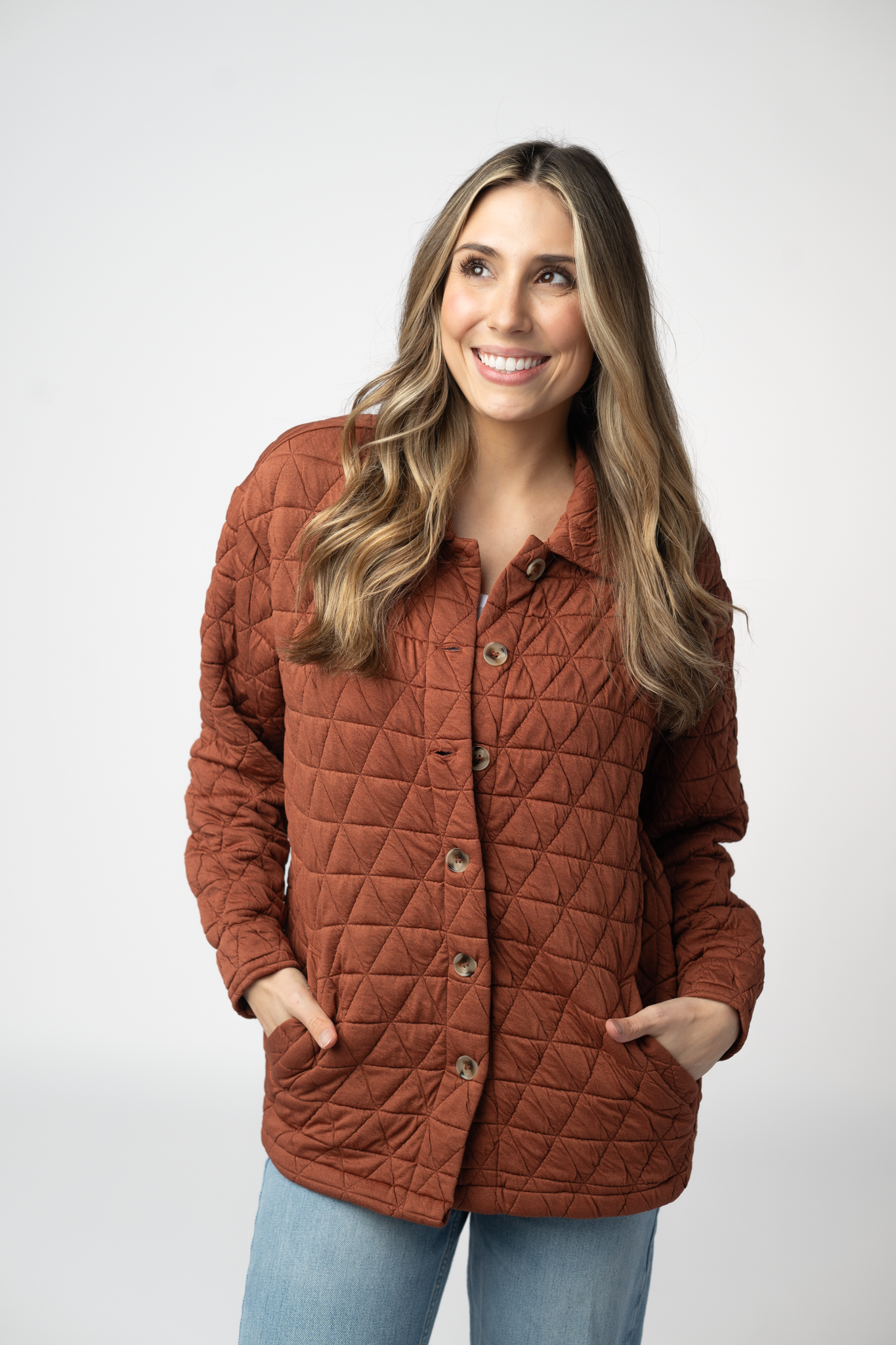 IN STOCK Geometric Button Down Jacket - Rust by Michelle Mae