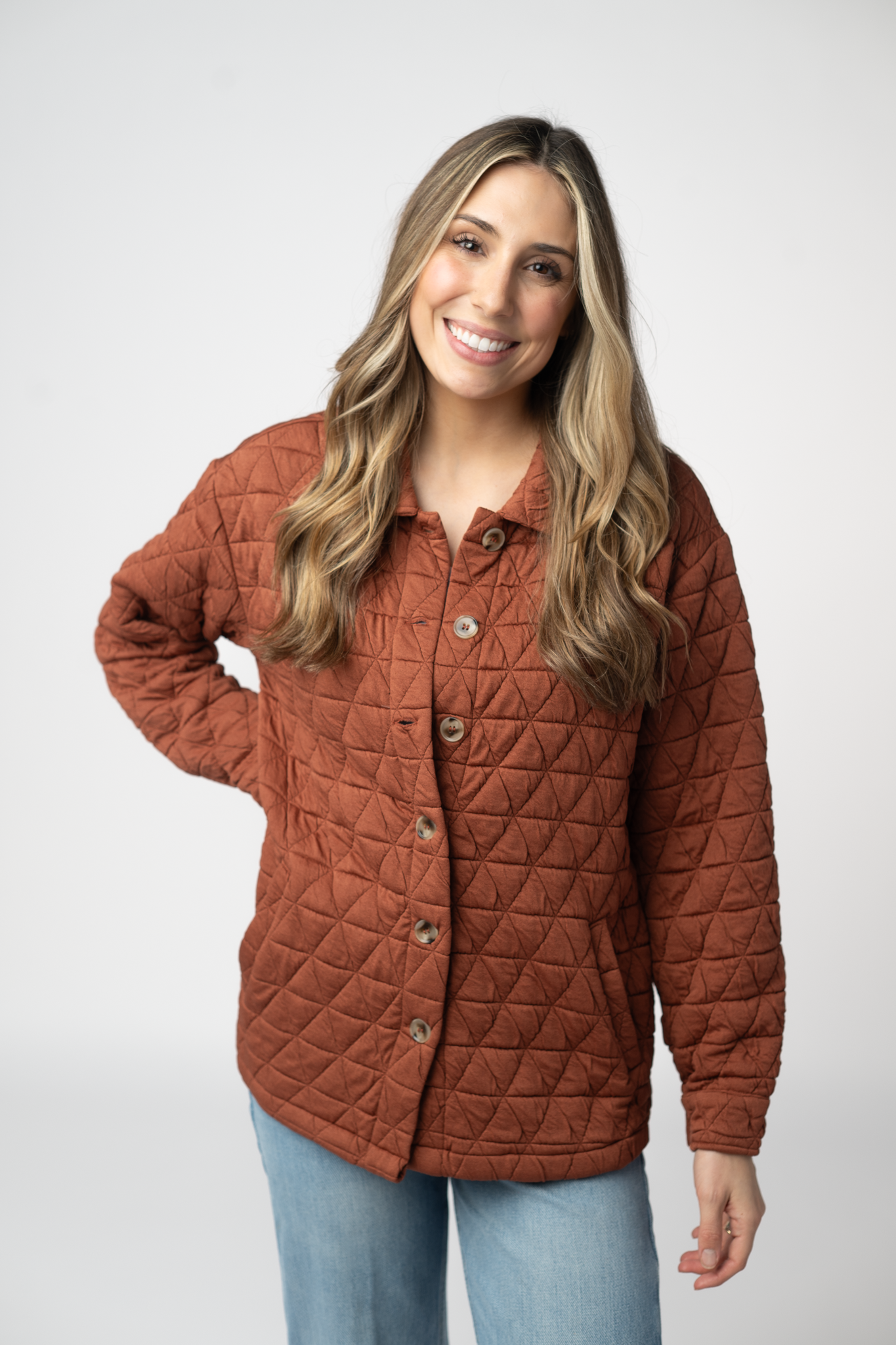 IN STOCK Geometric Button Down Jacket - Rust by Michelle Mae