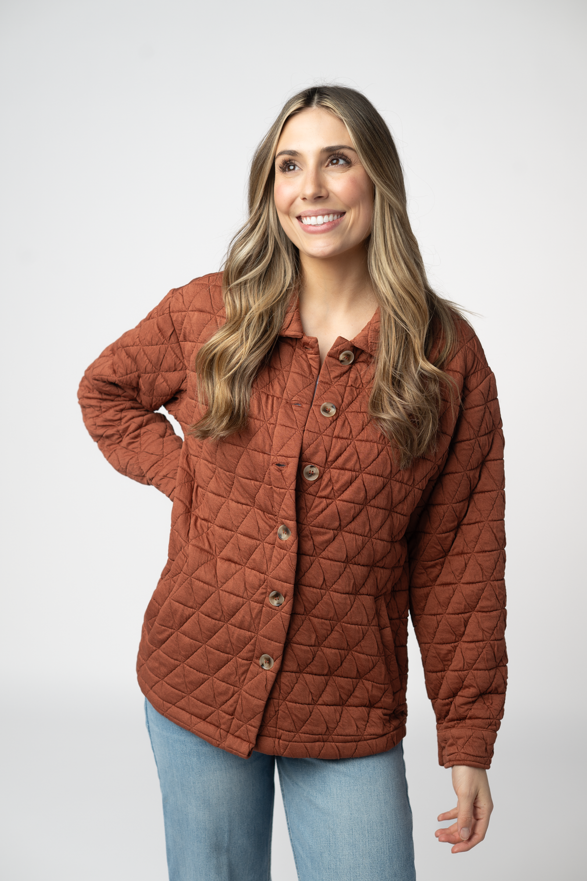 IN STOCK Geometric Button Down Jacket - Rust by Michelle Mae