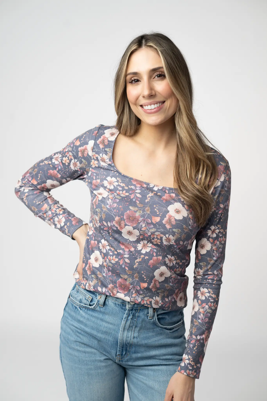 Alyssa Long Sleeve Top - Blushwood Floral by Michelle Mae