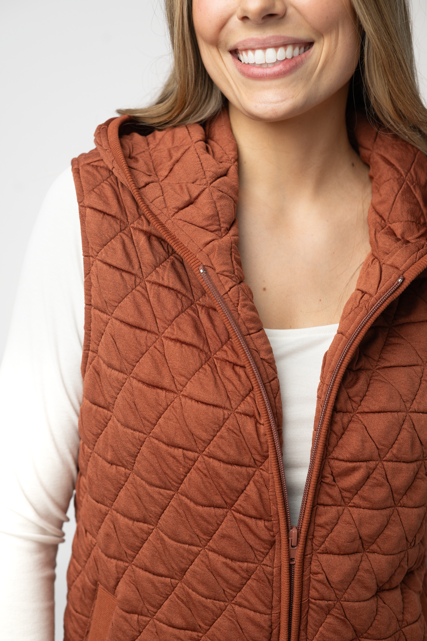 IN STOCK Heather Geometric Hooded Vest - Rust by Michelle Mae