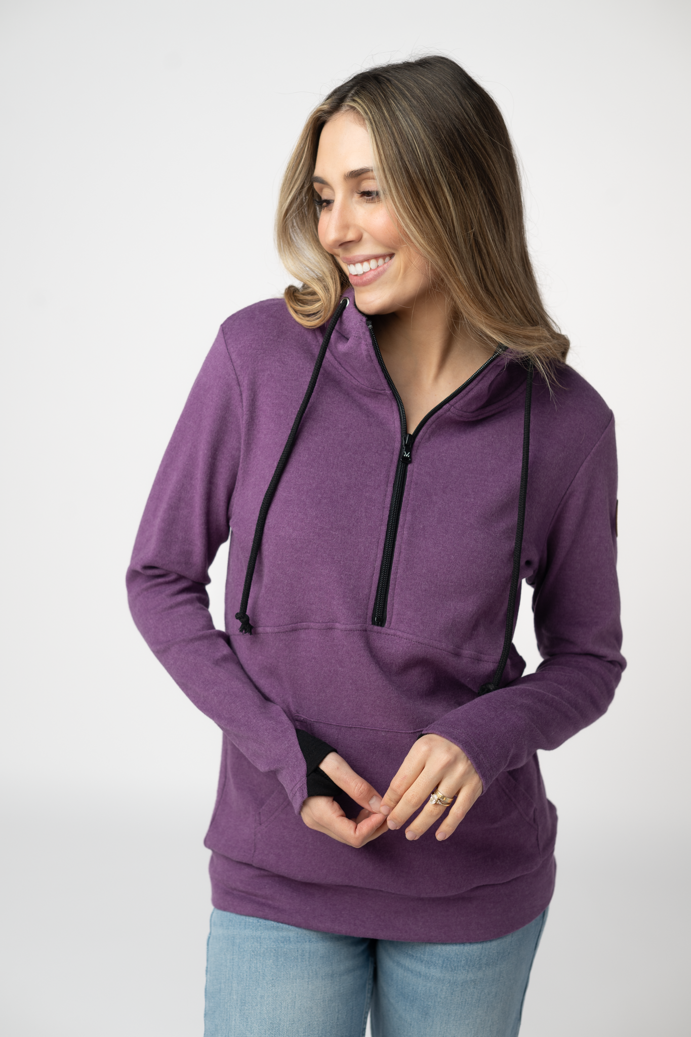 IN STOCK Classic HalfZip Hoodie - Black and Purple by Michelle Mae