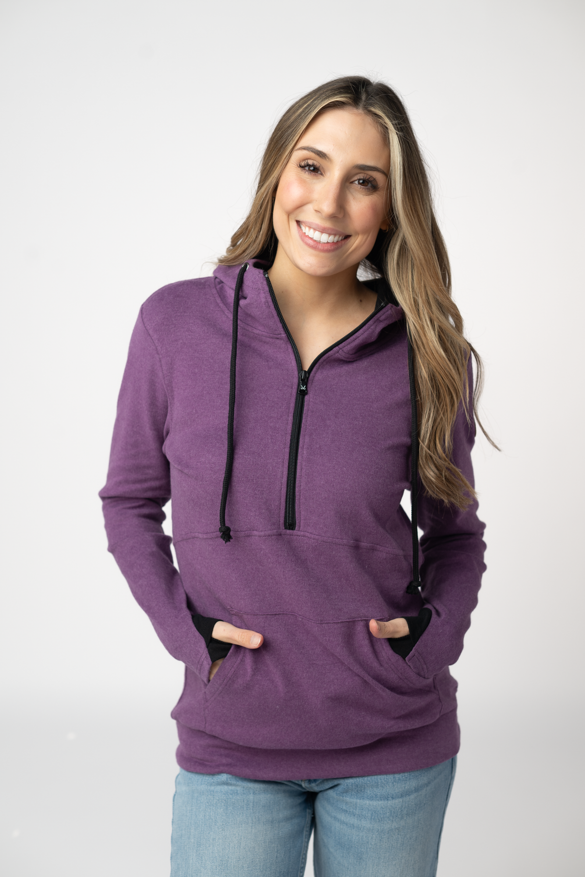 IN STOCK Classic HalfZip Hoodie - Black and Purple by Michelle Mae