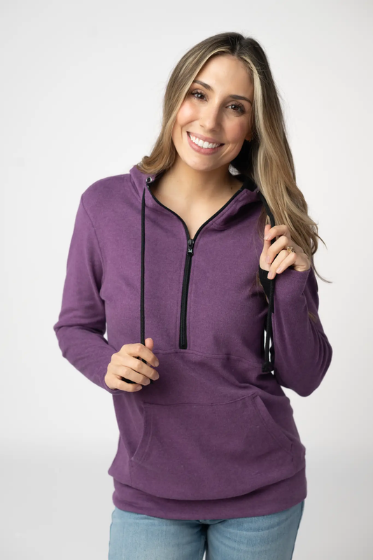 Classic HalfZip Hoodie - Black and Purple by Michelle Mae