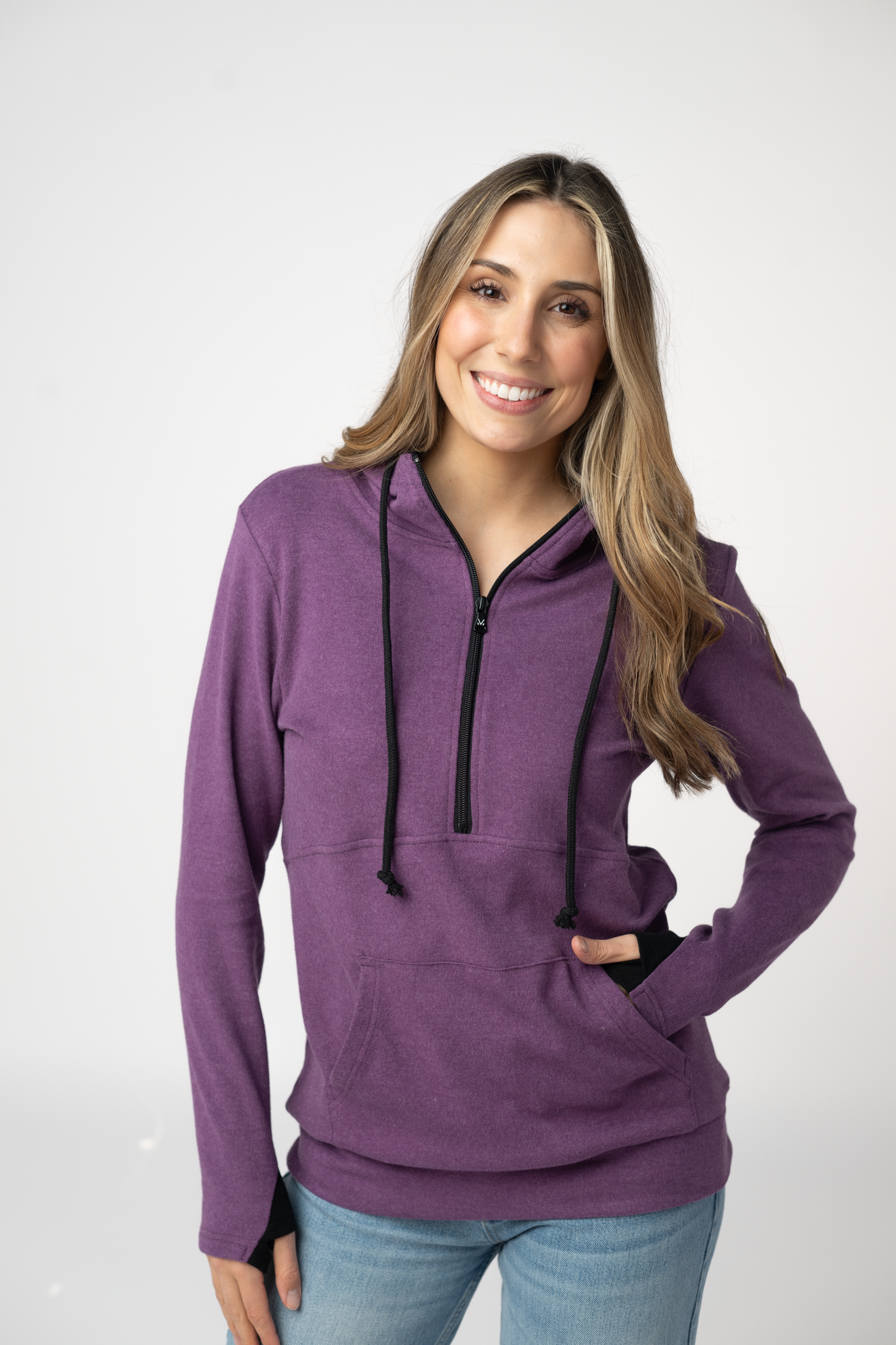 IN STOCK Classic HalfZip Hoodie - Black and Purple by Michelle Mae
