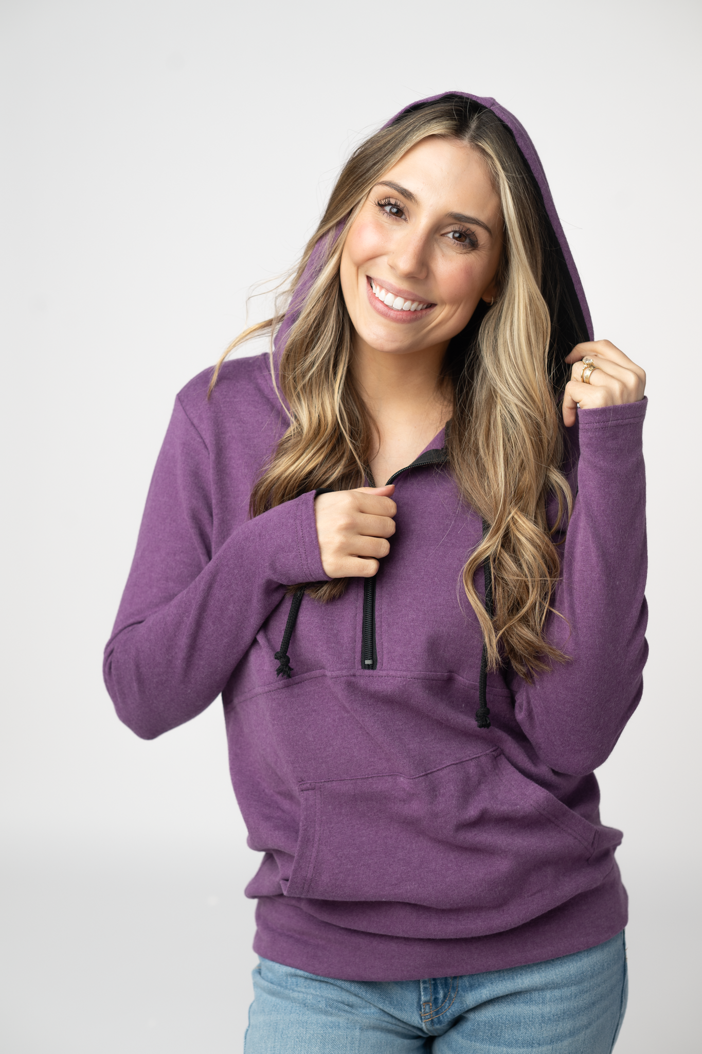IN STOCK Classic HalfZip Hoodie - Black and Purple by Michelle Mae