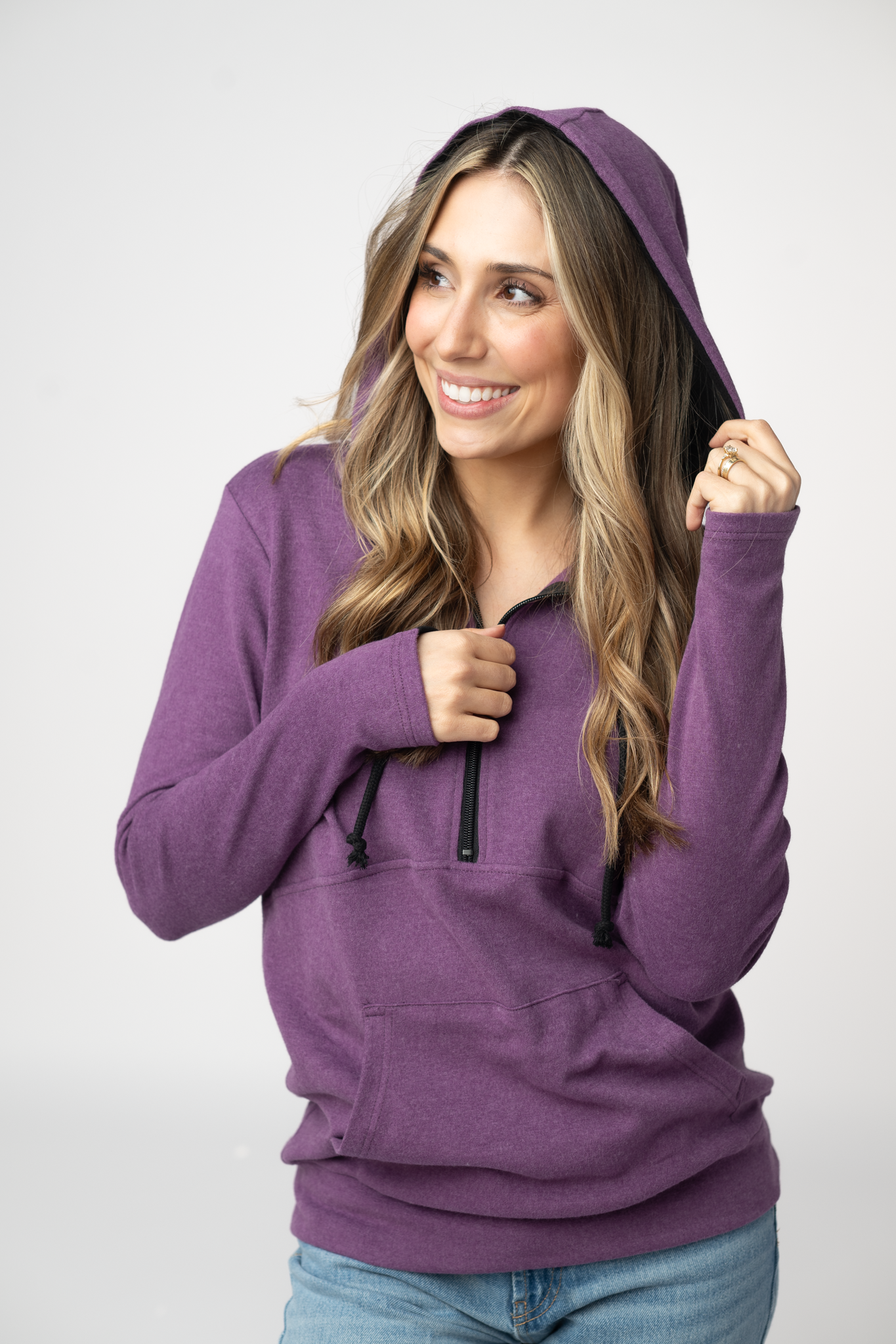 IN STOCK Classic HalfZip Hoodie - Black and Purple by Michelle Mae