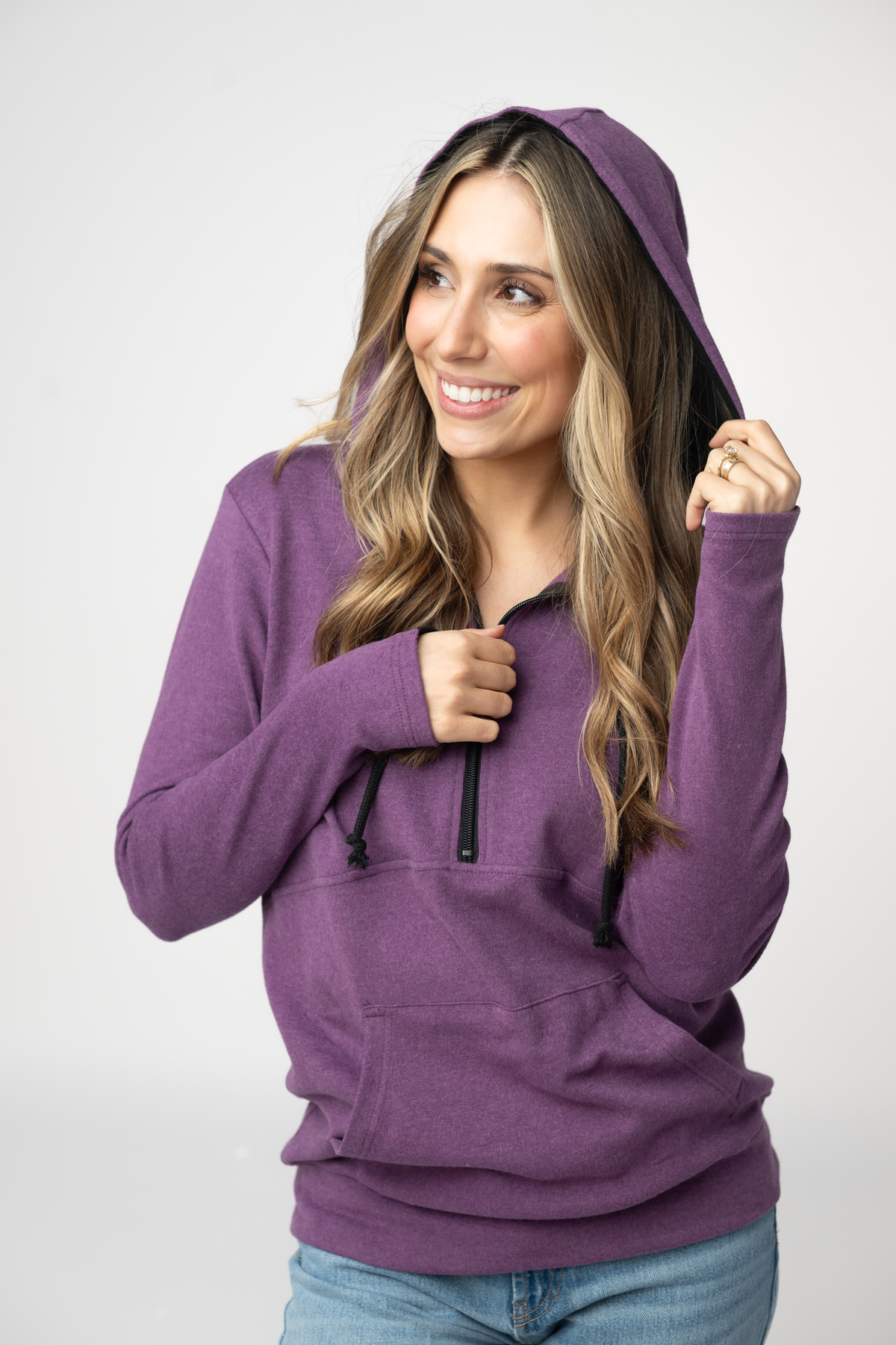 IN STOCK Classic HalfZip Hoodie - Black and Purple by Michelle Mae