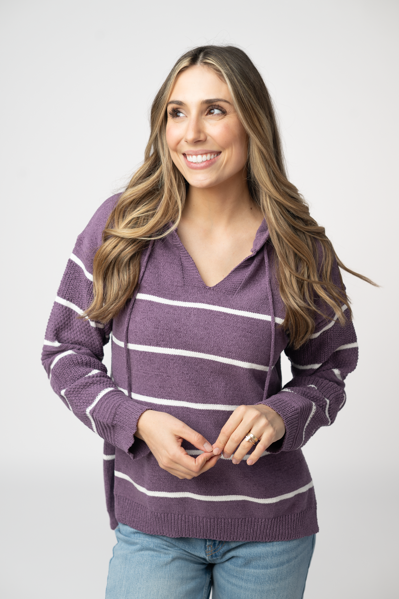 Maddie Striped Hoodie - Purple by Michelle Mae