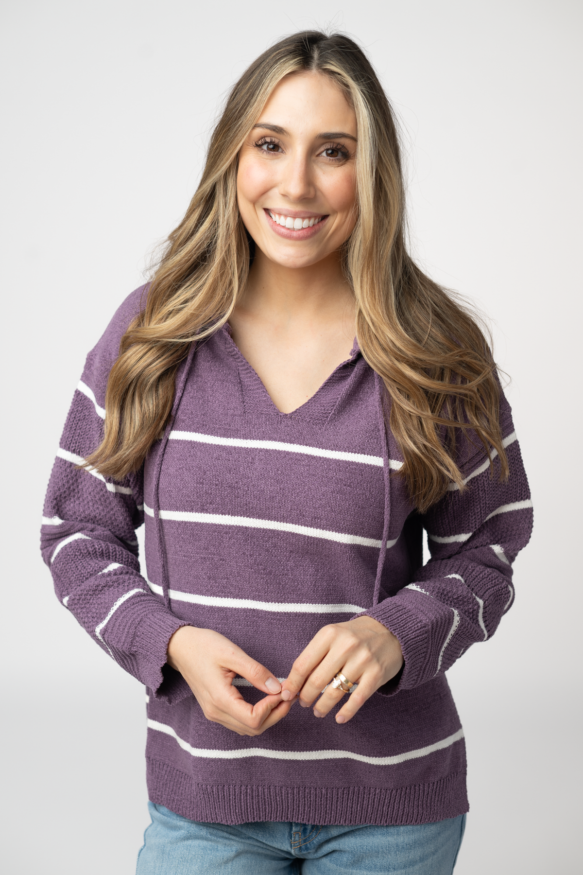 Maddie Girls Purple Striped Chenille Soft Cozy Hoodie by Michelle Mae
