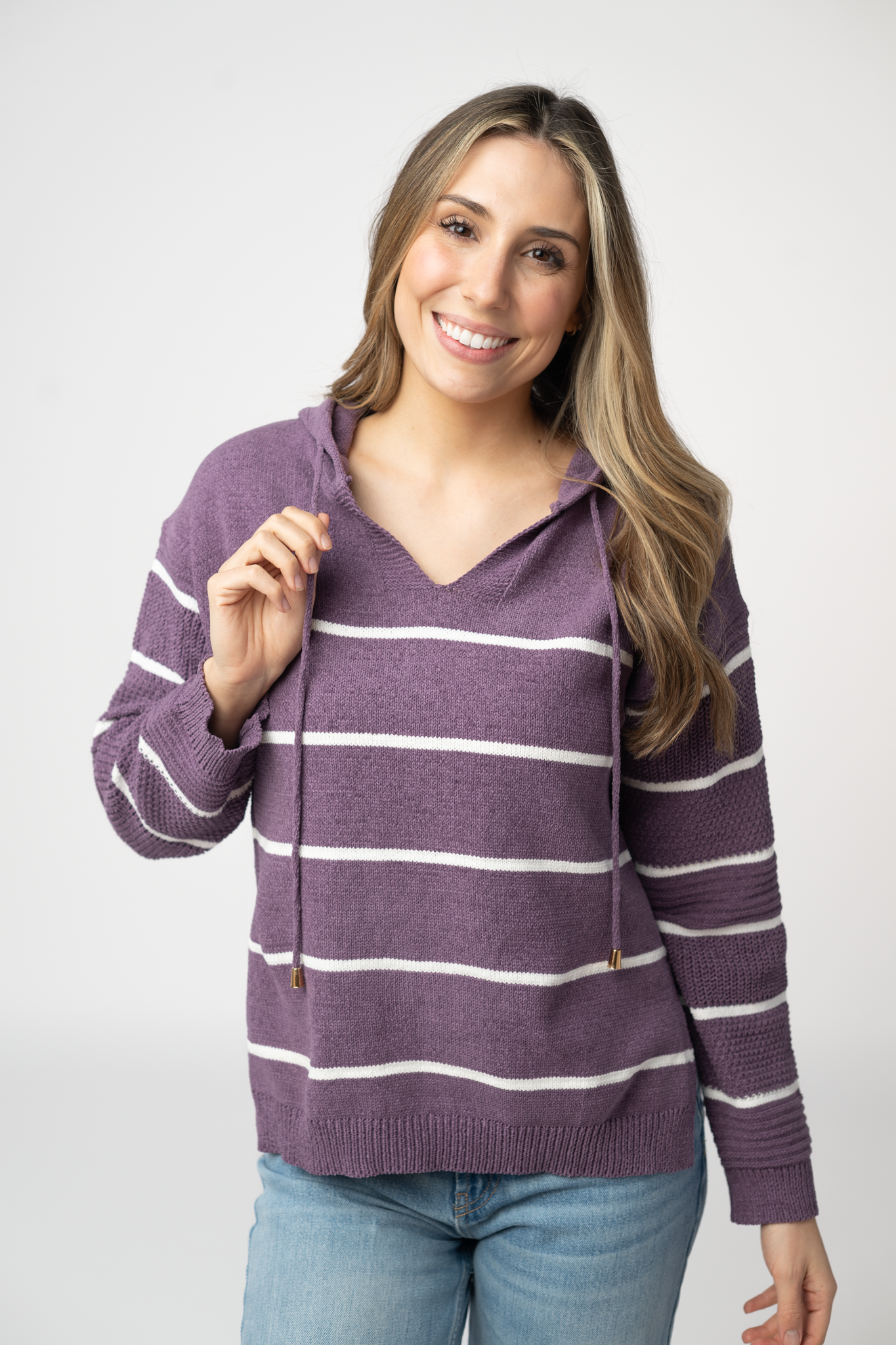 Maddie Striped Hoodie - Purple by Michelle Mae