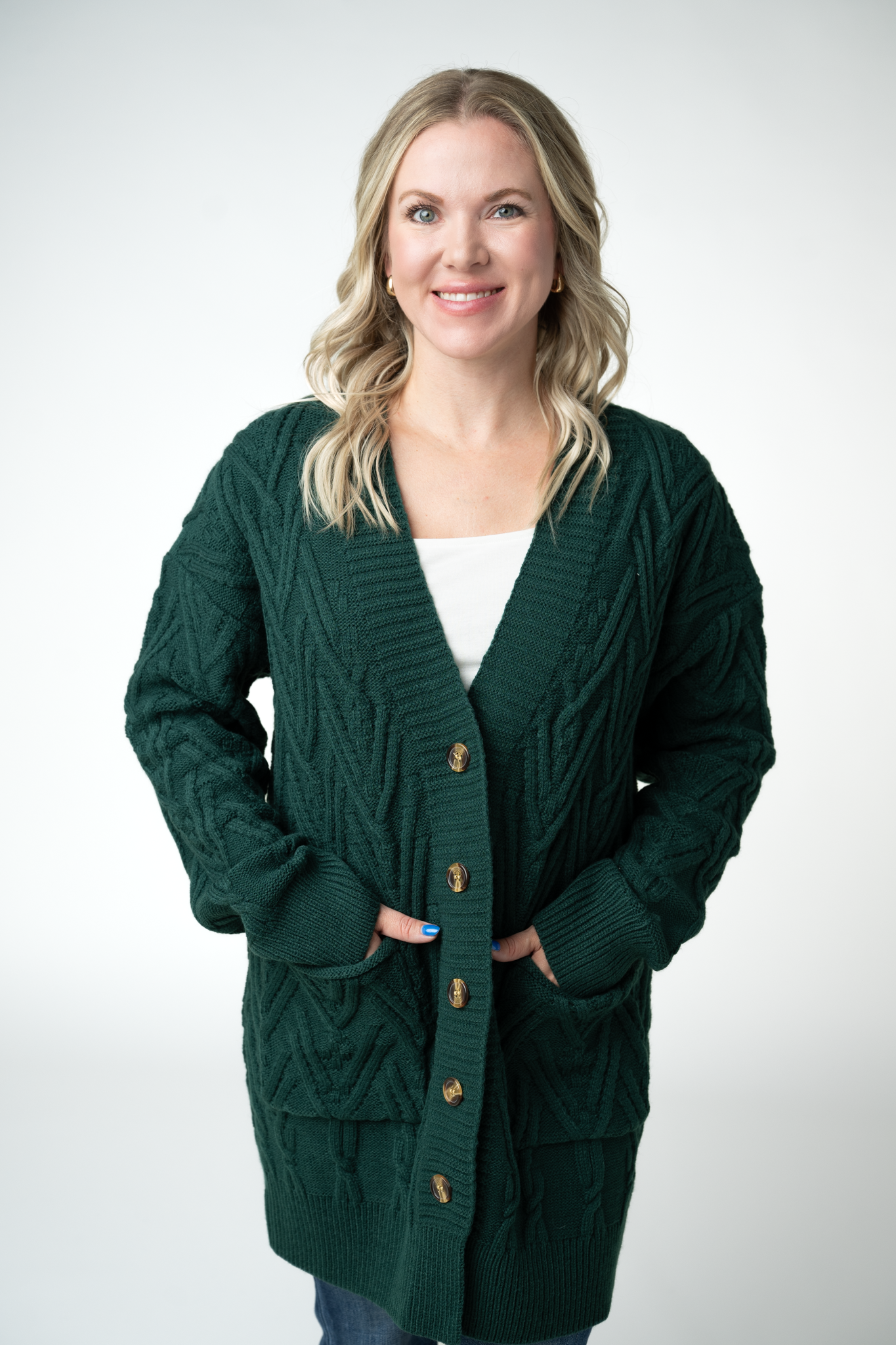Brooks Button Sweater Cardigan - Evergreen by Michelle Mae