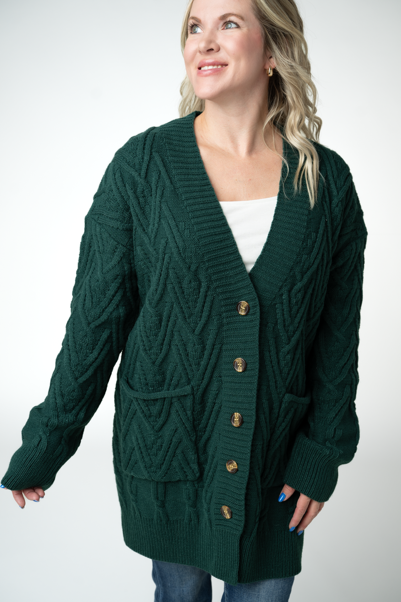 Brooks Button Sweater Cardigan - Evergreen by Michelle Mae