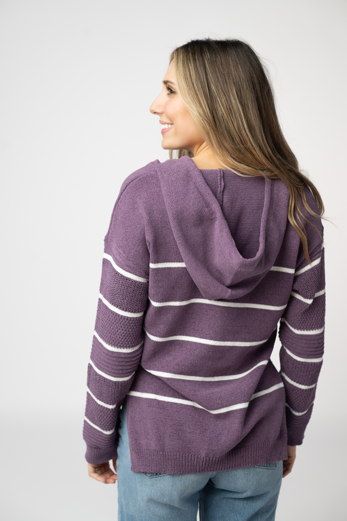 Maddie Girls Purple Striped Chenille Soft Cozy Hoodie by Michelle Mae