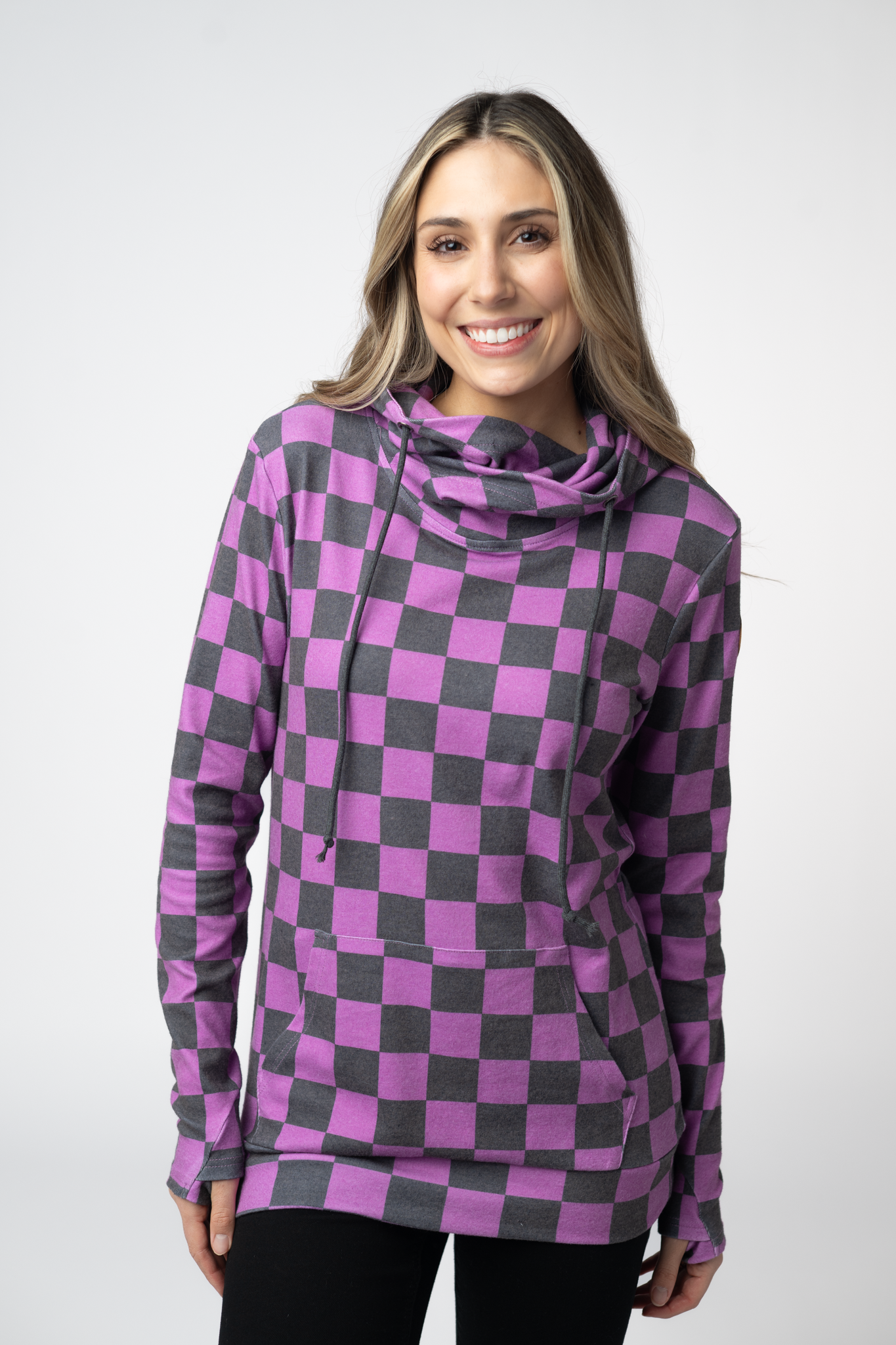 IN STOCK Ashley Hoodie - Black and Purple Checkers by Michelle Mae