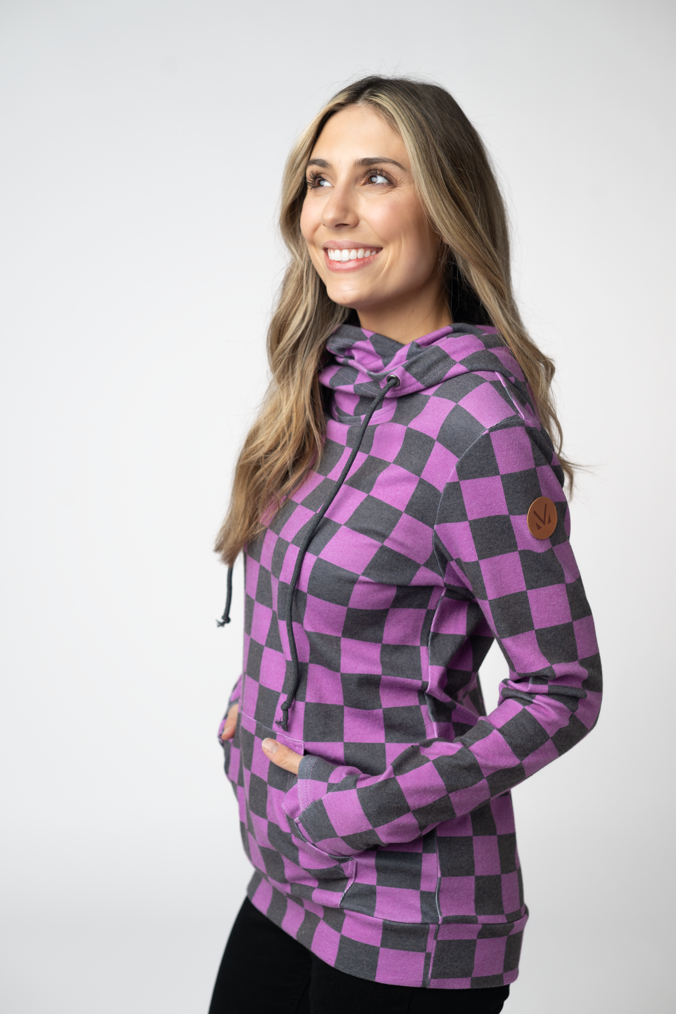 IN STOCK Ashley Hoodie - Black and Purple Checkers by Michelle Mae