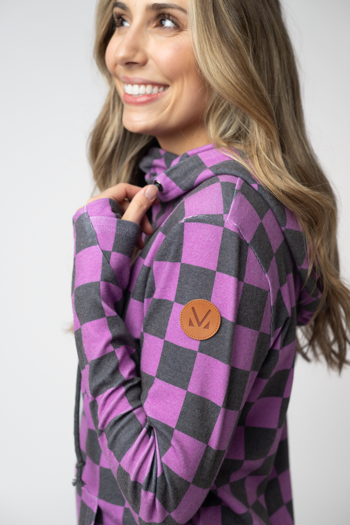 IN STOCK Ashley Hoodie - Black and Purple Checkers by Michelle Mae