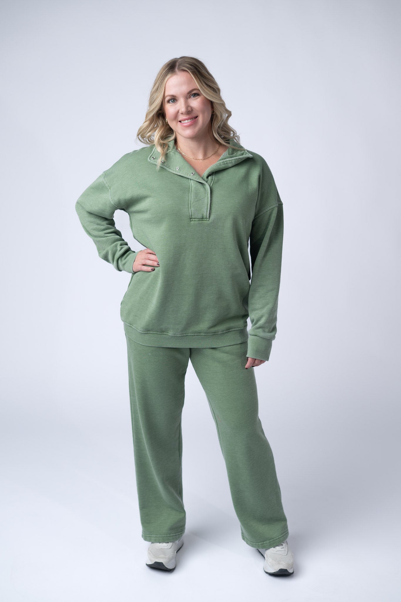 IN STOCK Wide Leg Vintage Wash Bottoms - Olive FINAL SALE