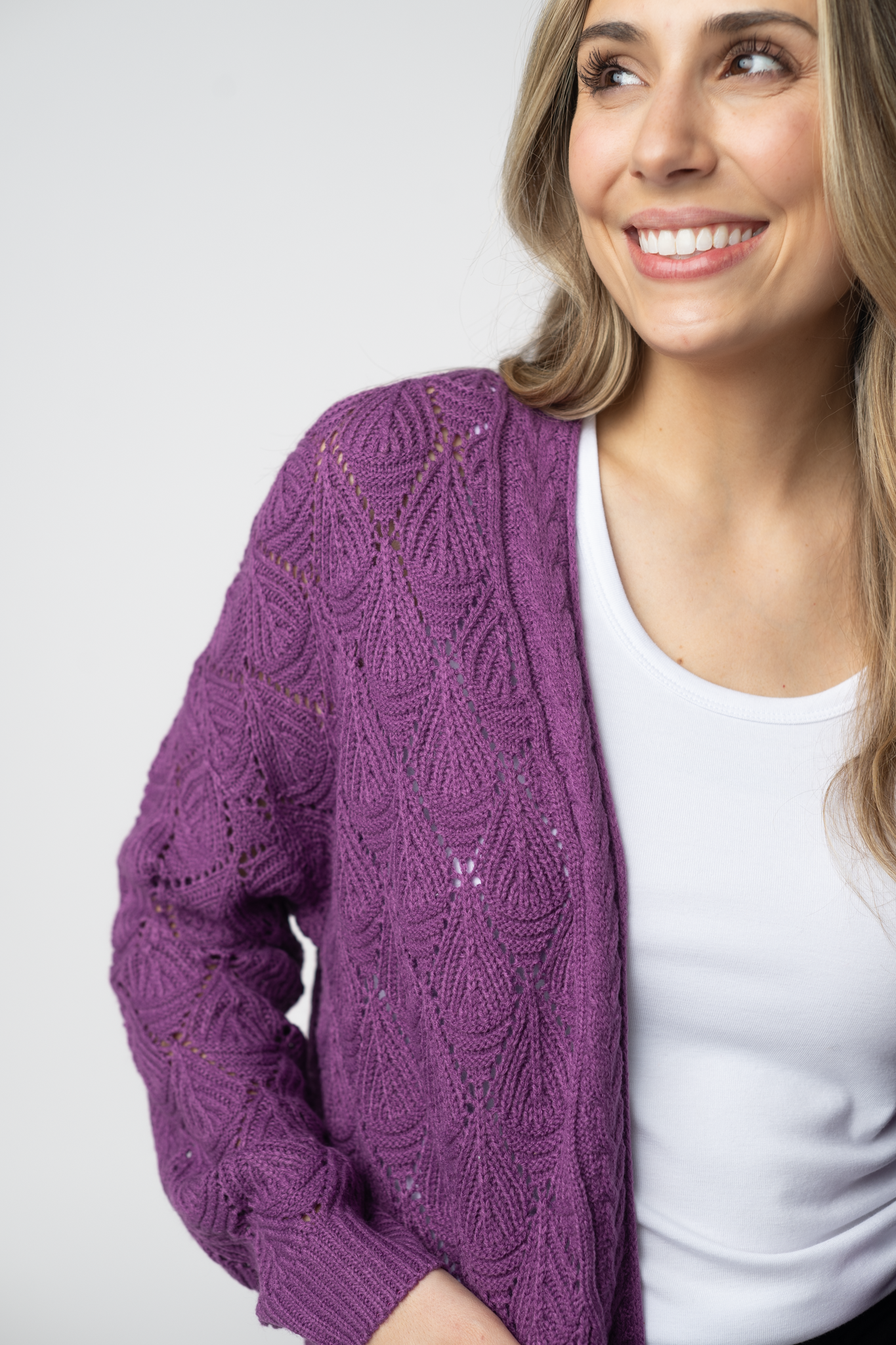 IN STOCK Open Knit Cardigan - Purple by Michelle Mae