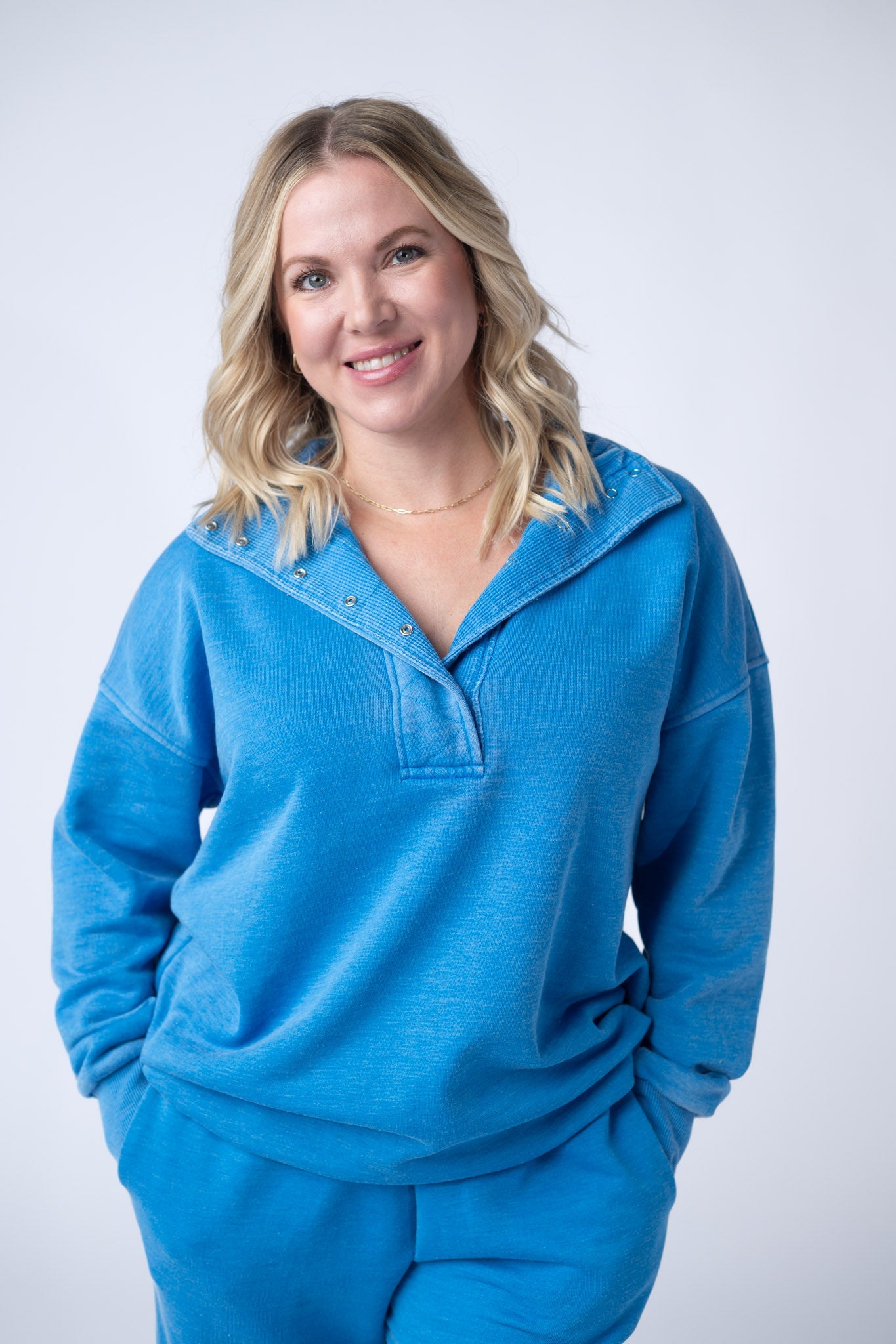 IN STOCK Jesse Vintage Wash Snap Pullover - Winter Blue