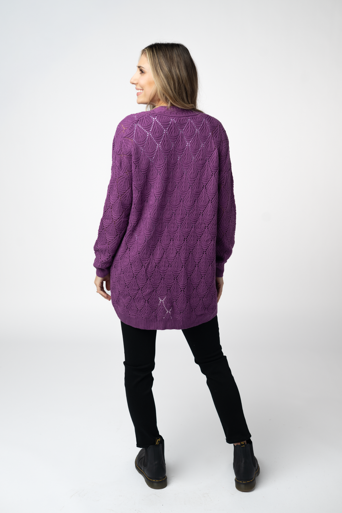IN STOCK Open Knit Cardigan - Purple by Michelle Mae