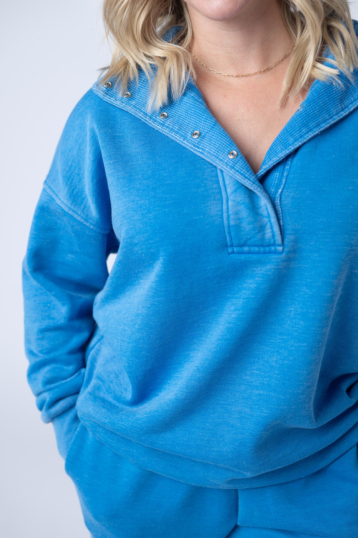 IN STOCK Jesse Vintage Wash Snap Pullover - Winter Blue