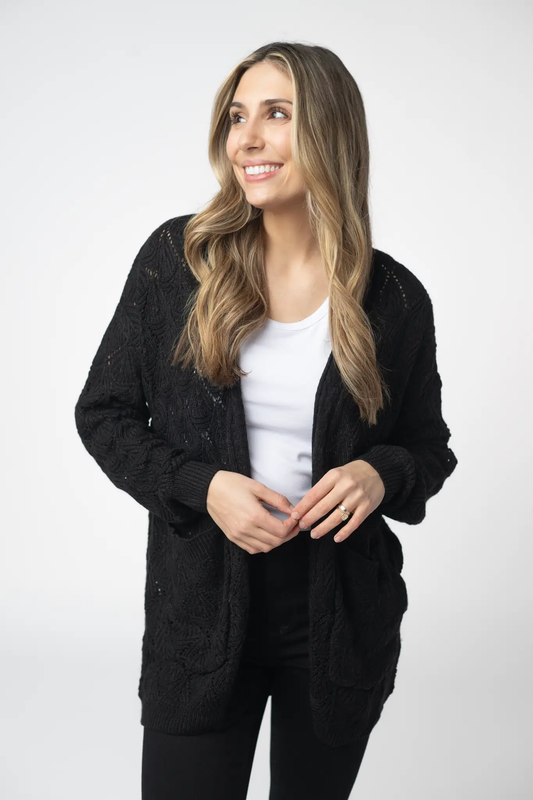 Open Knit Cardigan - Black by Michelle Mae