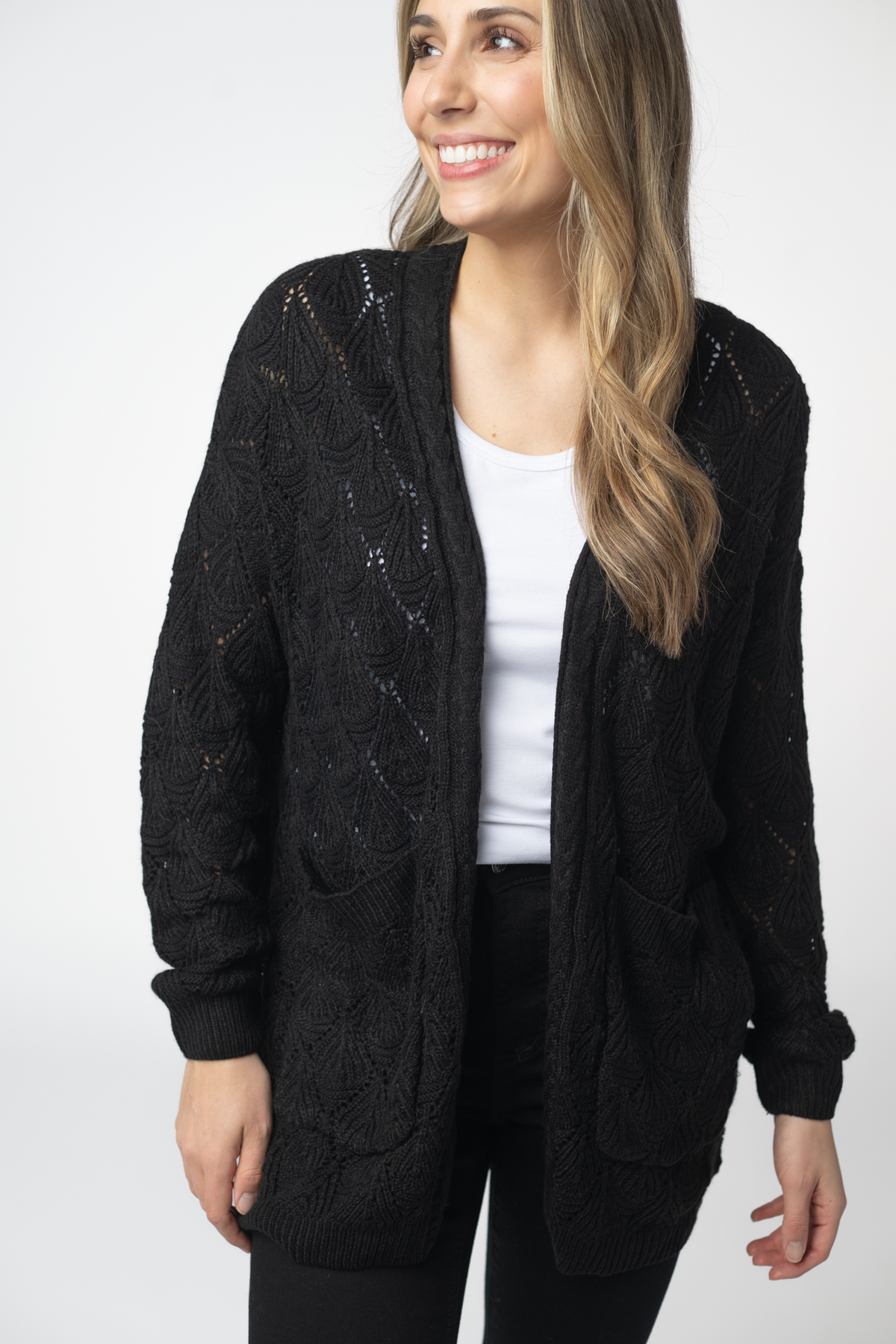 IN STOCK Open Knit Cardigan - Black by Michelle Mae