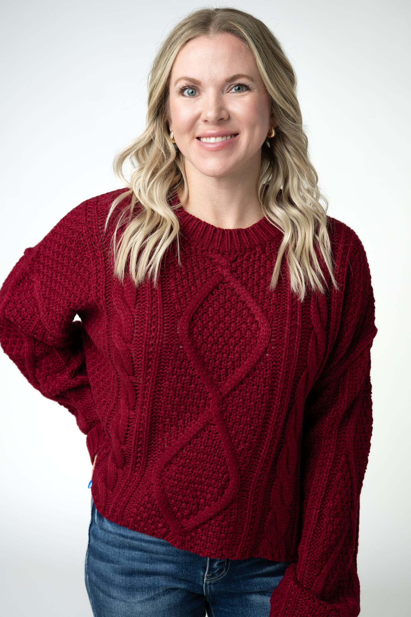 IN STOCK Cable Knit Sweater - Cranberry by Michelle Mae