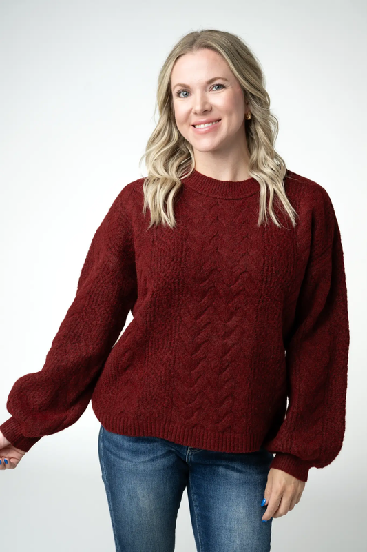 Dakota Sweater - Burgundy by Michelle Mae