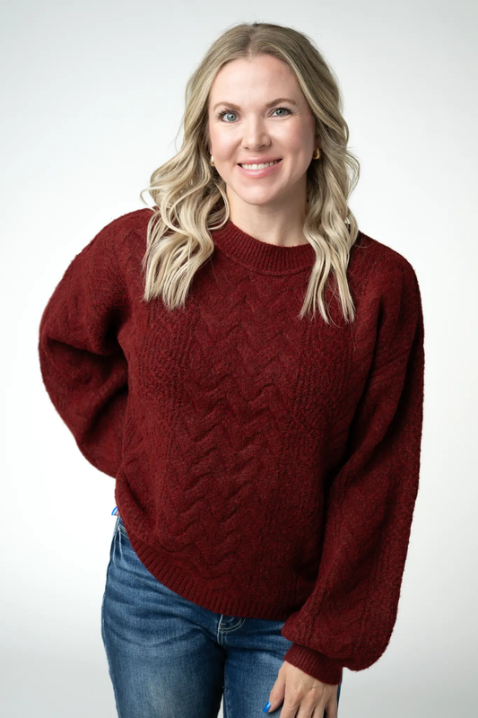 Dakota Sweater - Burgundy by Michelle Mae