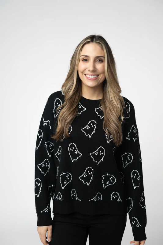 Ghost Pullover Sweater - Midnight Ghosts by Michelle Mae