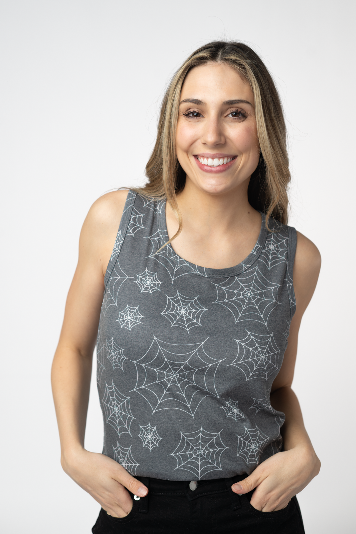 IN STOCK Ava Tank - Faded Black Webs by Michelle Mae