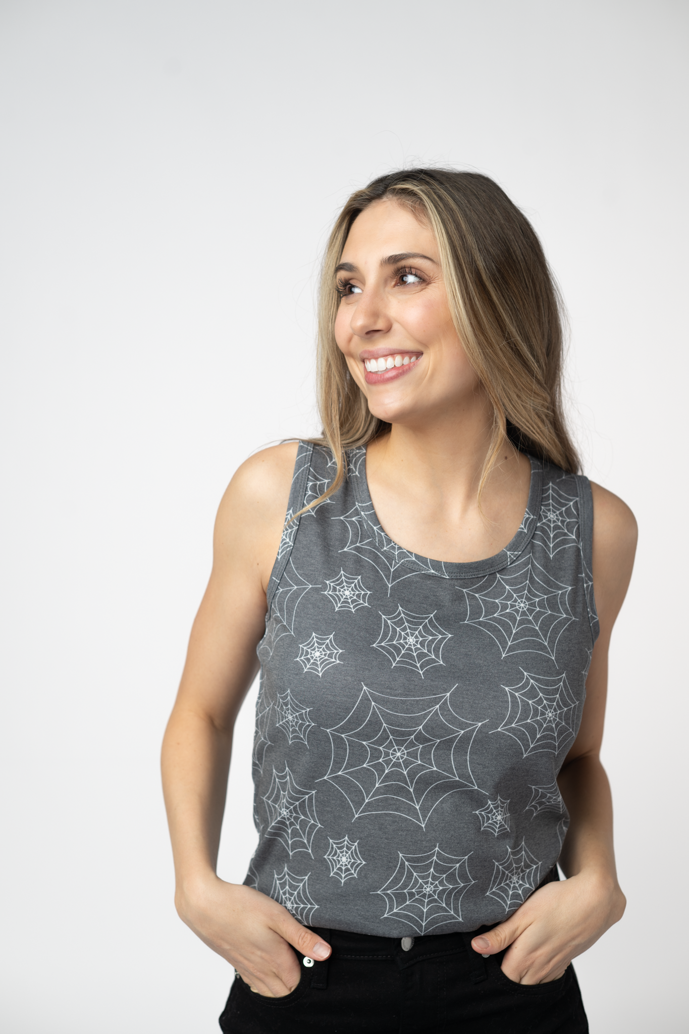 IN STOCK Ava Tank - Faded Black Webs by Michelle Mae