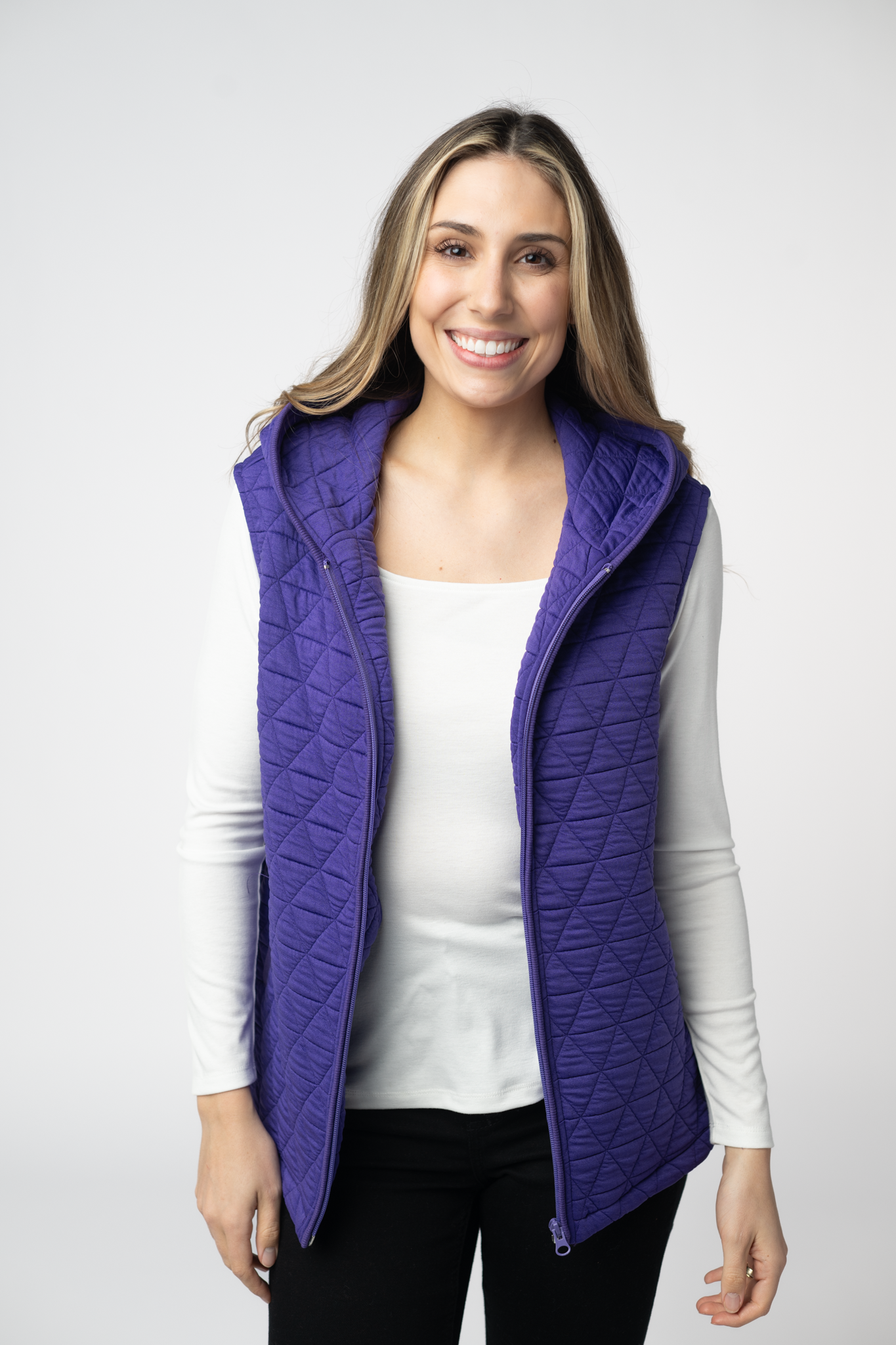 IN STOCK Heather Geometric Hooded Vest - Purple by Michelle Mae