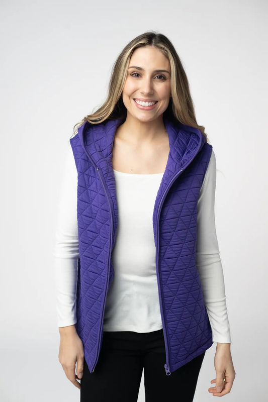 Heather Geometric Hooded Vest - Purple by Michelle Mae