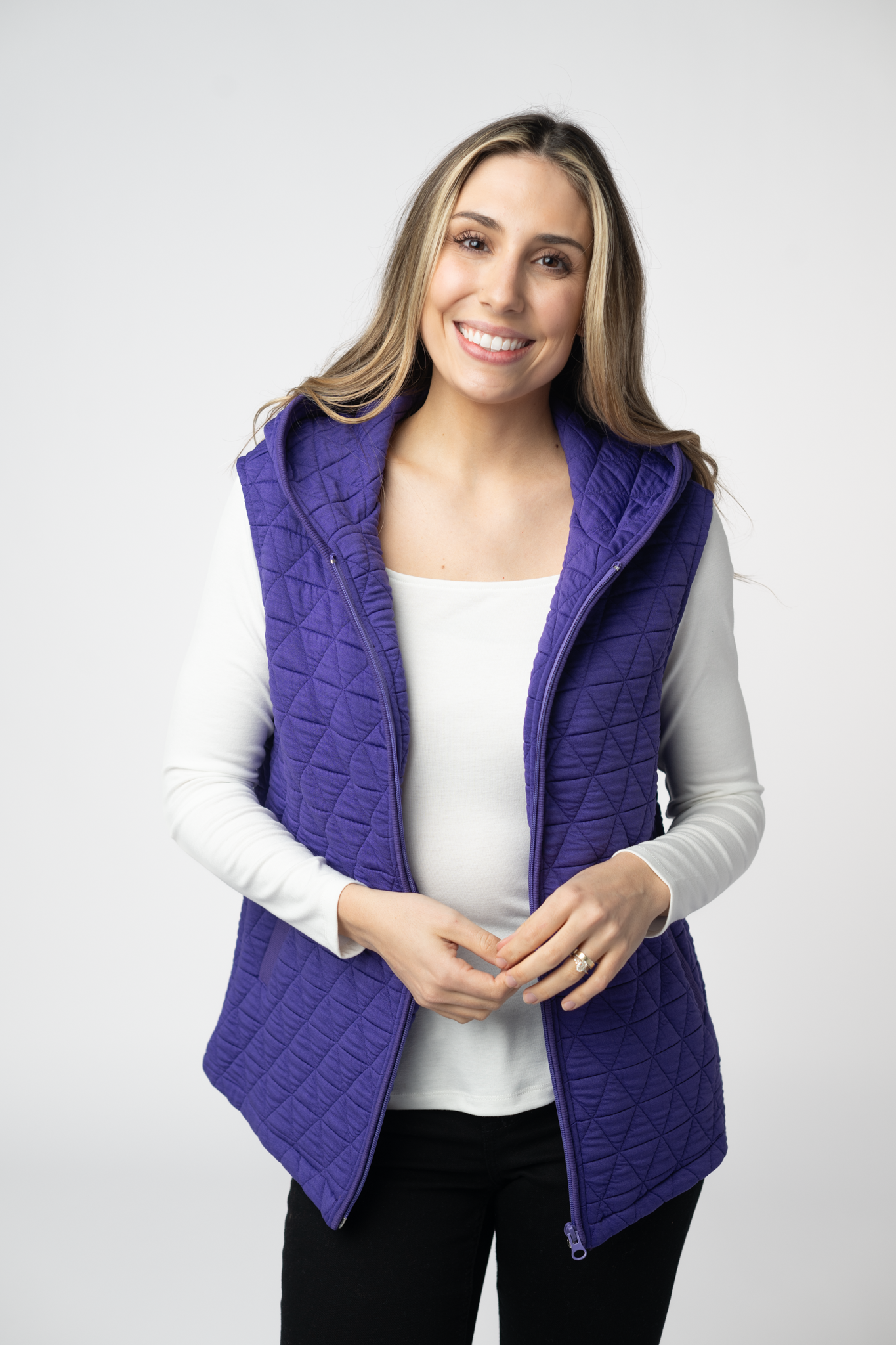 IN STOCK Heather Geometric Hooded Vest - Purple by Michelle Mae