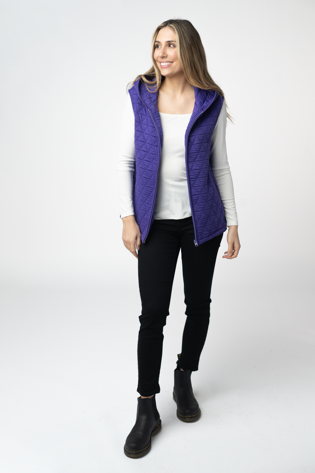 IN STOCK Heather Geometric Hooded Vest - Purple by Michelle Mae