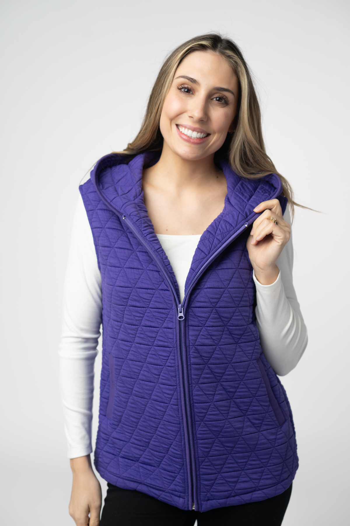 IN STOCK Heather Geometric Hooded Vest - Purple by Michelle Mae