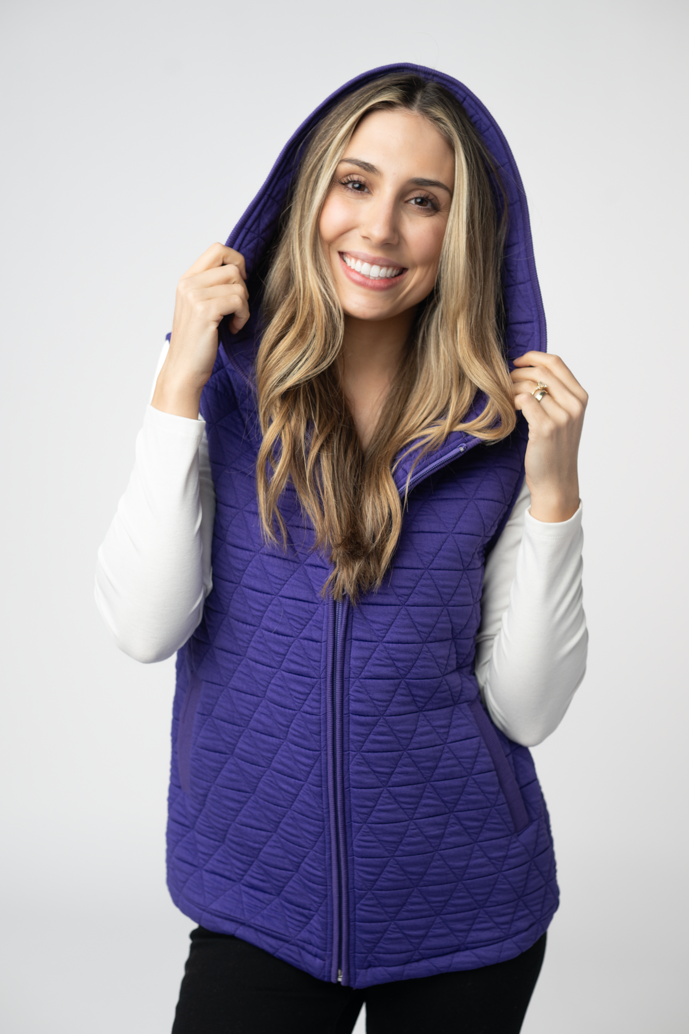 IN STOCK Heather Geometric Hooded Vest - Purple by Michelle Mae