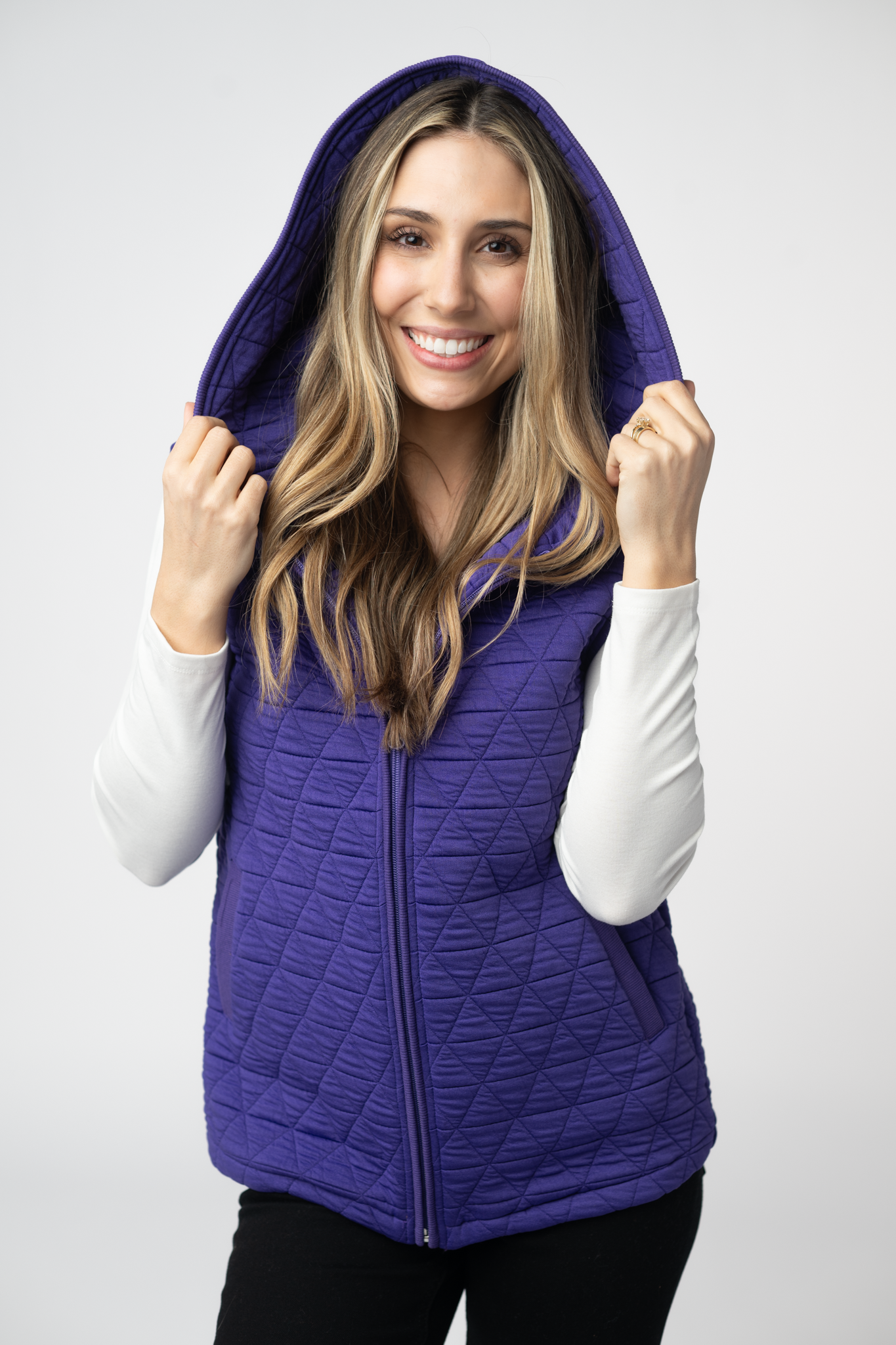 IN STOCK Heather Geometric Hooded Vest - Purple by Michelle Mae